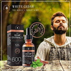 Organic Hemp Oil Extract for Pain & Stress Relief (600MG), Cinnamint Flavor, Full Spectrum, Blended with Organic Hemp Seed Oil for Optimal Absorption, CO2 Cold Extracted, Kosher, Vegan, GF, 1oz.