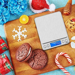 AMIR Digital Kitchen Scale, 500g/ 0.01g Mini Pocket Jewelry Scale, Cooking Food Scale with Back-Lit LCD Display, 2 Trays, 6 Units, Auto Off, Tare, PCS Function, Stainless Steel, Batteries Included