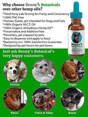 Benny's Hemp Oil for Dogs and Cats 250mg - Supports Anxiety Relief, Aging, and Joint Pain in Pets - 100% Organic, Natural, Grown & Made in USA