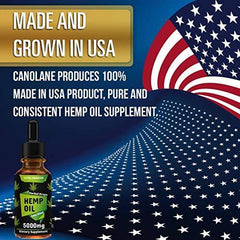 Canolane Organic Hemp Oil Drops 5000mg, Pure Full-Spectrum Support for Anxiety and Pain Relief, Natural Anti-Inflammatory, Omega Fatty Acids, Cold-Pressed Extract