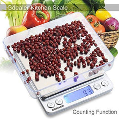 GDEALER DS1 Digital Pocket Kitchen Multifunction Food Scale for Bake Jewelry Weight, 0.001oz/0.01g 500g, Tare, Stainless Steel, 12710619mm, Silver