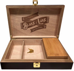 Blake & Lake Wood Stash Box with Rolling Tray - Stash Box with Lock and Key -